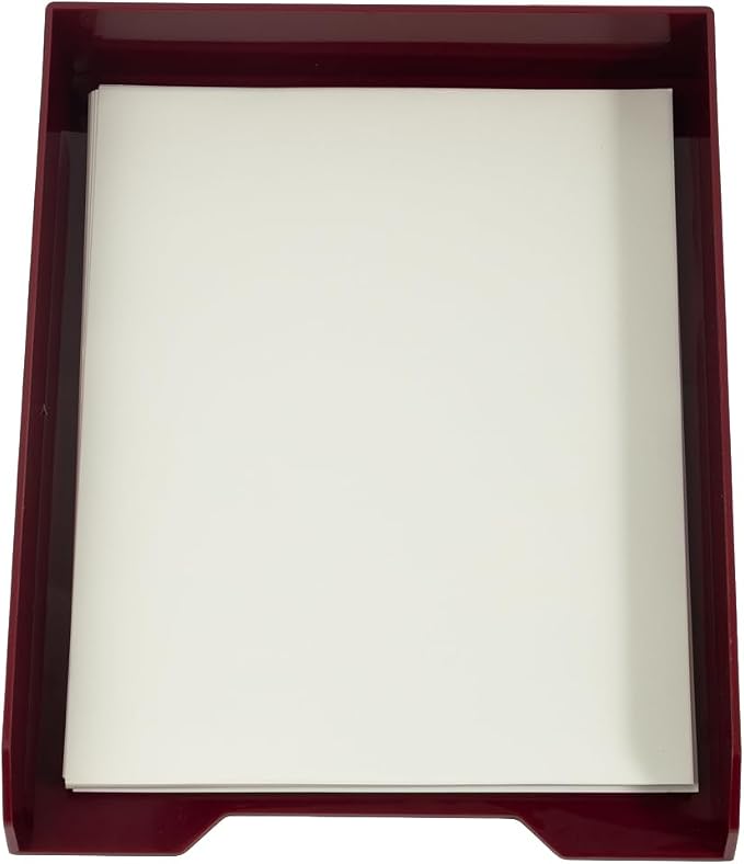 JAM PAPER Stackable Paper Trays - Burgundy - Desktop Document, Letter, & File Organizer Tray - Sold Individually
