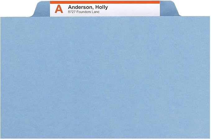 Smead Pressboard File Folder, 1/3-Cut Tab, 1" Expansion, Letter Size, Blue, 25 per Box (21530)