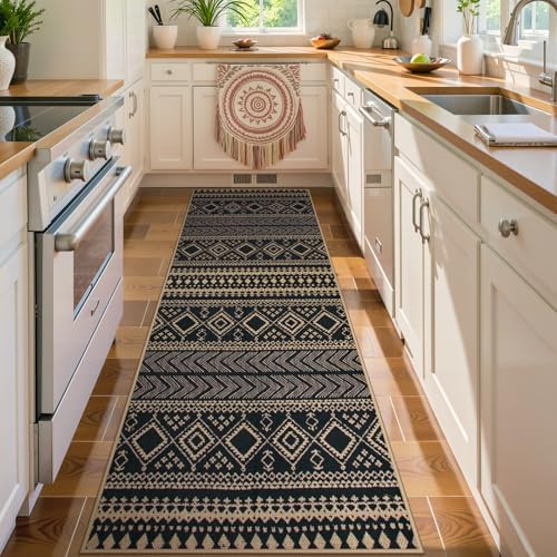 Lahome Boho Kitchen Runner Rug, 2x8 Easy Jute Laundry Room Rug
