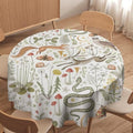 Country Forest Tablecloth, Wild Animal Hare Squirrel Owl Snake Snail Flowers Mushroom Table Cover for Tea Party Weddings Indoor Outdoor Dining, 60x60in