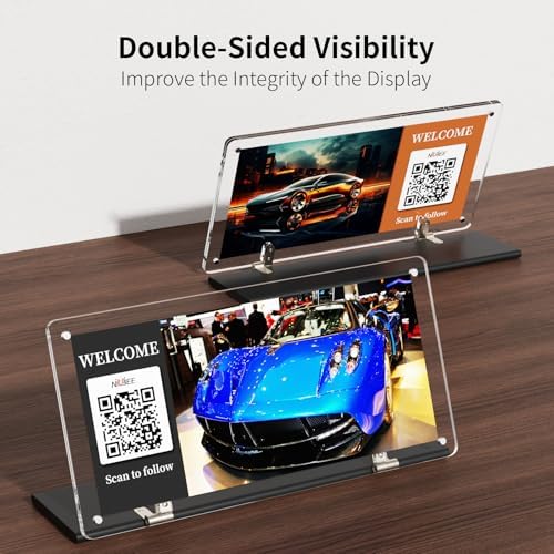 NIUBEE Acrylic QR Code Sign Stand, Clear Magnetic Holder for Booth Display