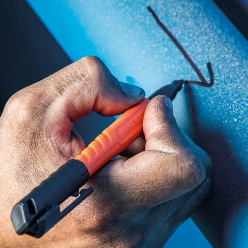 KLEIN TOOLS 861914 Skribes Fine Tip Permanent Markers, Assorted Colors, Hard Hat Clip, Multi-Surface Jobsite Marker for Wet, Dry and Oily Surfaces, 4-Pack