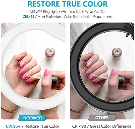NEEWER 18 Inch Ring Light with Tripod Stand, 55W Large LED Ringlight, Cold Shoe Phone Holder Compatible with iPhone Camera for Video Recording Photography Streaming Selfie Makeup Studio Photo, RL-18