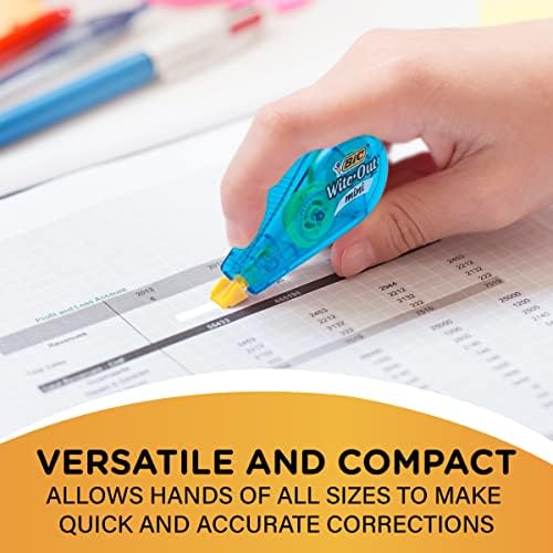BIC Wite-Out Brand Mini Correction Tape (WOTM11-WHI), 16.4 Feet, white Correction Tape, Compact Tape Office or School Supplies (Pack of 12, 144 Count Total)