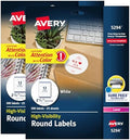 Avery® High Visibility Printable Round Labels, Sure Feed® Technology, 2.5" Diameter, White, Laser Printer, 300 per Pack, 2 Packs, 600 Customizable Blank Labels Total (45294)