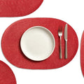 AHHFSMEI Placemats Set of 6 for Dining Table Washable Woven Non-Slip 18x12 inches Placemat Heat-Resistant Durable Table Mats for Dining Table Easy to Clean (Oval red, 6)