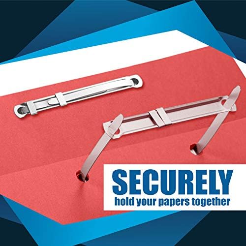 OLYMPX Prong Paper Fasteners 3.5 Inch Capacity, 50 Complete Sets, Corrosion-Resistant Steel, 2.75 Inch Base with Compressor for Standard 2-Hole Punch, File Folders, Folder Clips, Made in USA