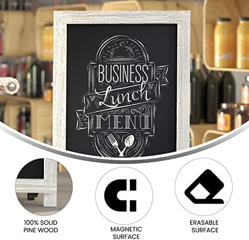 Flash Furniture 12x17 Tabletop Magnetic Chalkboard, Whitewashed, 10-Pack