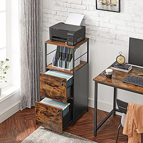 VASAGLE 2-Drawer File Cabinet with Lock, Open Shelf, Printer Stand