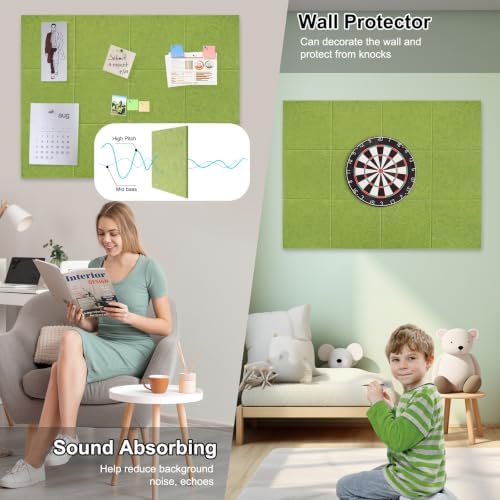 48" x 36" Large Felt Bulletin Board 1/2" Thick, Matcha Green