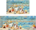 Beach and Nautical Kitchen Rugs for Floor 2 Piece Set, Wood Grain Ocean Coastal Beach Kitchen Rug, Nautical Kitchen Mat in Front of Sink for Standing for Kitchen Decor 17"X30"+17"X47"