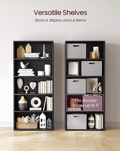 VASAGLE Set of 2 Bookshelves, 5-Tier Open Adjustable Storage Shelves