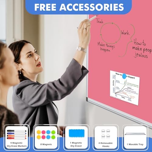 Double-Sided White Board Dry Erase Magnetic Whiteboard Wall 36x24 Pink