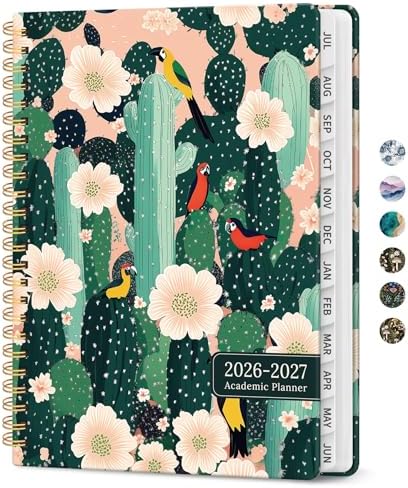 Planner 2026-2027, Jul 2026-Jun 2027 Academic Monthly & Weekly Planner | 6.3" x 8.5" Hardcover Pretty Calendar Planner for Women, Spiral Organizer for School Office Home Supplies, Desert Garden