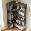 Vertical Lumber Wall Corner with 6 Shelves/5 Shelves & Closed Back Bookshelf Rack Floor Student Corner Cabinet Wall Multi-Layer Storage Cabinet Bookcase Gray 24" L x 35" W x 63" H