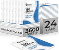 Rosmonde 3600 Sheets Loose Leaf Paper Bulk, 24 Pack, College Ruled Paper