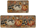 Artoid Mode Wood Beads Pumpkin Fall Kitchen Mats Set of 2-17x29+17x47