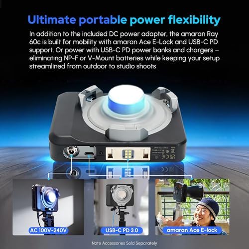 Aputure Amaran Ray 60C Led Portable Video Light,CCT 1,800K-20,000K Photography Light with Softbox Portable Bag (60W)