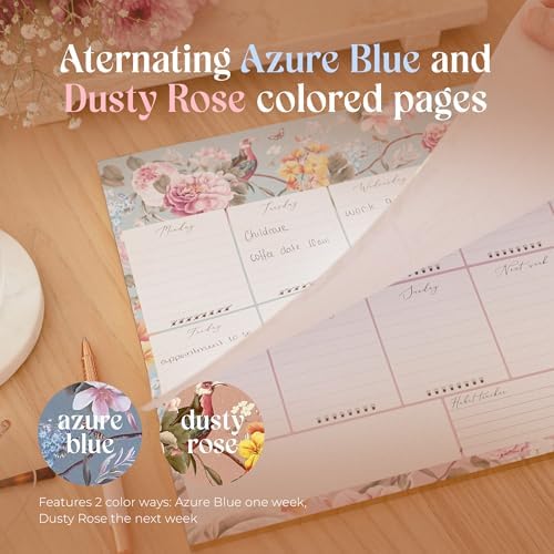 Undated Weekly Desk Planner Pad - 52 Pages Notepad With To Do List and Habit Tracker | Desk Pad Tear Off for Organization