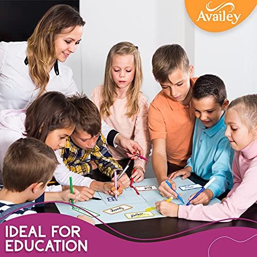 Availey 48 Pieces (3.2 x 1.2) - Colored Border Magnetic Dry Erase Labels - Reusable Strips for Classroom Home Office Garage Refrigerator Blank Writable Erasable Cards Name Tags Students Locker Shelf