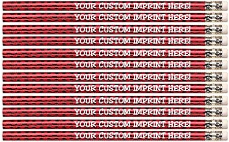 Express Pencils Personalized Pencils - Round - Glitz & Glitter Foil Theme - Full Color Print w/your name, message, text or logo FREE PERSONALIZATION ** Great gift ideas - 12 PC. Set (RED PRISM)