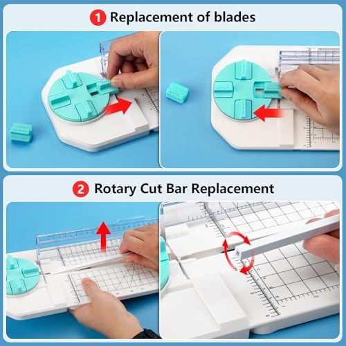 Ecraft 4-in-1 Paper Trimmer: 12" Craft Paper Cutter with Straight, Wavy, Dotted, Perforated & Creasing,Perfect for Cutting Cardstock, Coupons, Labels, Photos, Ideal Multi-Function Scrapbooking Tool