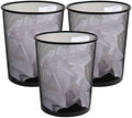 Mind Reader Mesh Trash Can, Set of 3, Waste Paper Basket, Round, Office, Metal Mesh, 11.5" L x 11.5" W x 13.75" H, Black