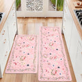 Pink Kitchen Mats for Floor Floral Cushioned Anti Fatigue Mats for Kitchen Floor for Sink, Stove, Desk, Laundry,17"x30"+17"x47", Baby Pink