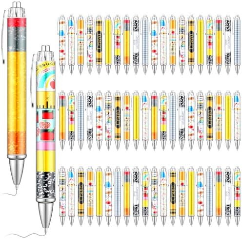 50 Pcs Back to School Teacher Pen Appreciation Gifts Bulk Funny Ballpoint Pens Motivational Inspirational Thank You Teacher Gift for Student First Day of School Party Office Supplies