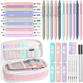 Nicpro School Supplies Stationary Set with Pencil Case, 39 PCS Pink | Back to Schoo Supplies, Pen Case with 12 Highlighter, 5 Gel Pen, 6 Mechanical Pencil, Essentials for College, Nursing Student