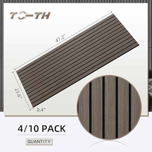 TO-TH Acoustic Wall Panels Decorative Sound Absorbing Panel 10 Pack, Walnut