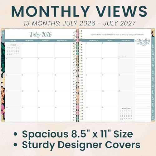 bloom daily planners HARDCOVER Planner 2026-2027 (8.5" x 11") Academic Year (July 2026 - July 2027) - 13 Months Task Goal Planner for Women - Monthly & Weekly Agenda Book - Blooming Wildly