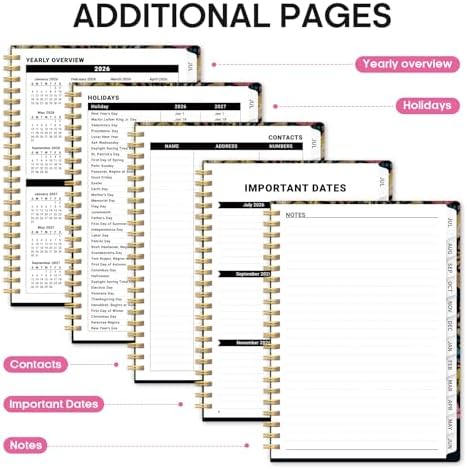 Planner 2026-2027, Jul 2026-Jun 2027 Academic Monthly & Weekly Planner | 6.3" x 8.5" Hardcover Calendar Planner for Women, Spiral Organizer with tabs, School Office Home Supplies, Midnight Garden