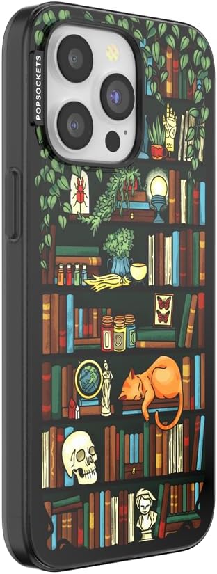 PopSockets iPhone 15 Pro Max Phone Case with MagSafe, Wireless Charging Compatible, Bookish - Storied Shelves