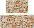 Baccessor Pumpkin Fall Kitchen Mats Set of 2, Vintage Kitchen Rugs for Floor Low-Profile Fall Thanksgiving Home Decor 17x29 and 17x47 Inch