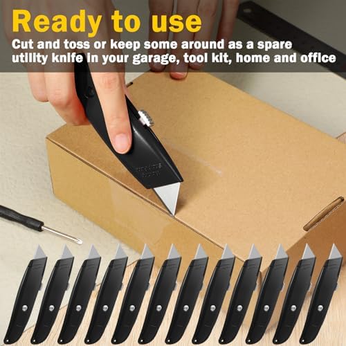 Reginary 30 Pcs Box Cutters Bulk, Utility Knives, Black