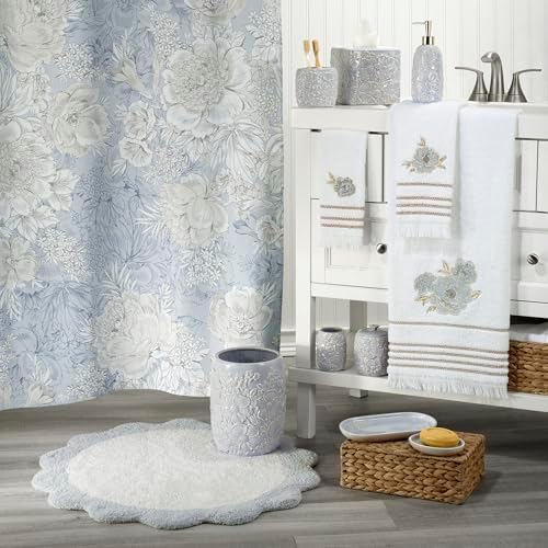 Nicole Miller – Wastebasket, Floral Ceramic with Hand-Painted Accents, Elegant Home Decor – Perfect for Bathroom, Bedroom or Office (Camille)