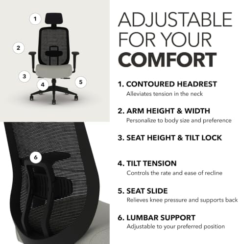 HON Altern Ergonomic Office Chair, Office Desk Computer Chair, Fog
