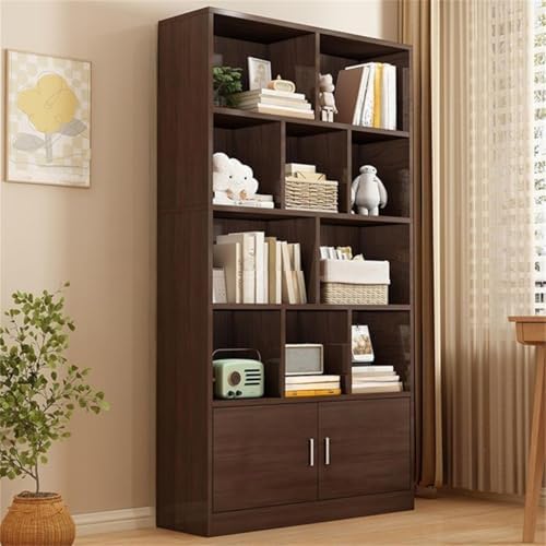 Closed Back Cabinet Wood Standard 9.5'' Wide Bookcase Bookshelf Storage Rack Multi-Layered Storage Shelf Cabinet Display Unit Integrated Against the Wall Black Oak 31.5" L x 9.4" W x 70.9" H