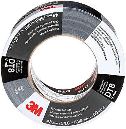 3M All Purpose Duct Tape DT8, Black, 1.88 in x 60 yd, 1 Roll