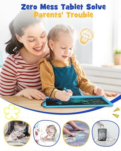 ORSEN LCD Writing Tablet 12 Inch, Colorful Doodle Board Drawing Tablet, Erasable Reusable Writing Pad, Educational for 3-8 Year Old Girls Boys(Blue)