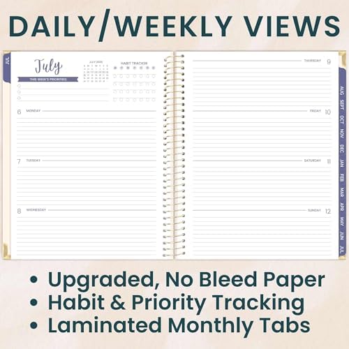 bloom daily planners HARDCOVER Planner 2026-2027 (8.5" x 11") Academic Year (July 2026 - July 2027) - 13 Months Task Goal Planner for Women - Monthly & Weekly Agenda Book - So Many Reasons to Be Happy