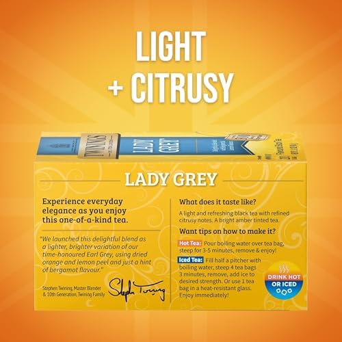 Twinings Lady Grey Black Citrus Tea Bags, 20 CT Box (6 Pack)