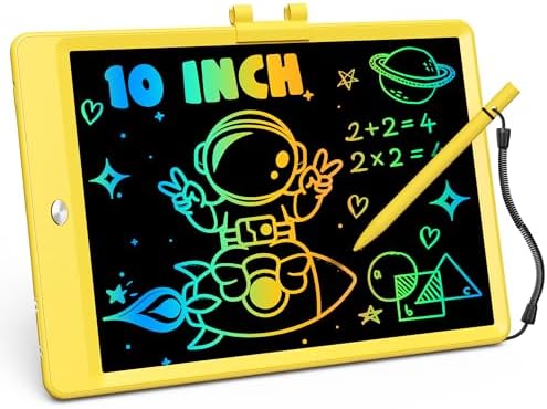 ORSEN LCD Writing Tablet 10 inch, Colorful Doodle Board Drawing Pad for Kids, Toddler Toys for Ages 2-4 5-7 Girls Boys Gifts (Yellow)