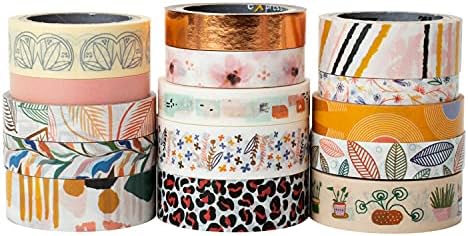 Scotch Washi Tape, Whimsical Design, 15 Rolls, Great for Bullet Journaling, Scrapbooking and DIY Décor (C1017-15-P5)