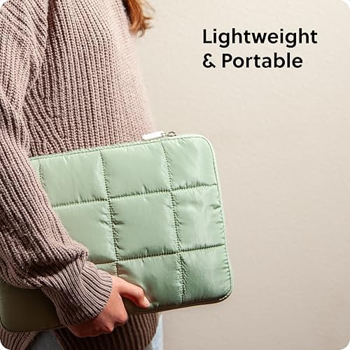 U Brands Nylon Puffy Zipping Medium Laptop Sleeve, 9.75" x 13", MacBook Bag, Laptop Case for MacBook Pro, MacBook Air, Chromebook, HP Computer, Matcha Green