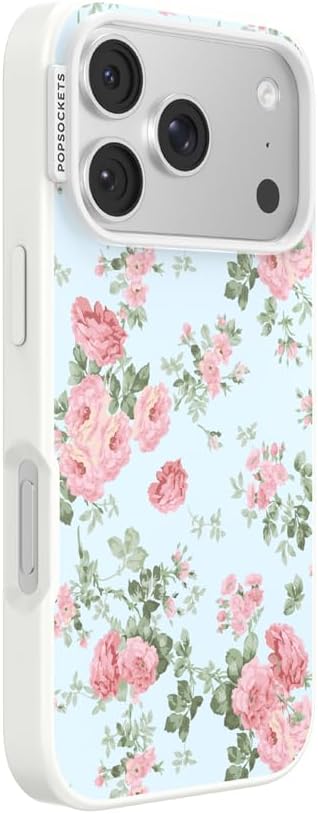 PopSockets iPhone 17 Pro Phone Case with MagSafe- Cottage Tutu Blue | Magnetic, Wireless Charging, Camera & Drop Protection, Light Blue, Baby, Flower, Floral