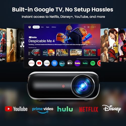 Official Licensed Google TV - HAPPRUN 4K Supported Outdoor Smart Projector