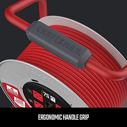 CRAFTSMAN 75 Ft. Contractor Retractable Cord Reel, 4 Grounded Outlets