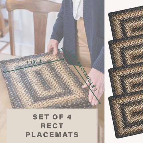 Homespice Kilimanjaro Jute Braided Placemats, Rect 13x19 Set of 4